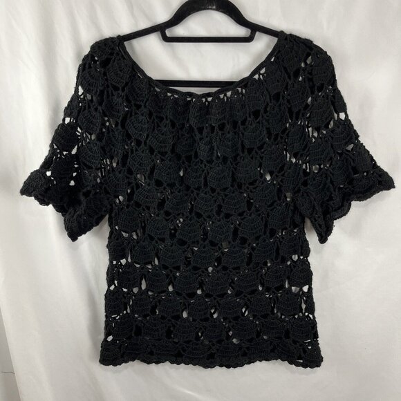 Unbranded Black Crochet Boho Witchy Grandmacore Top - Picture 5 of 11